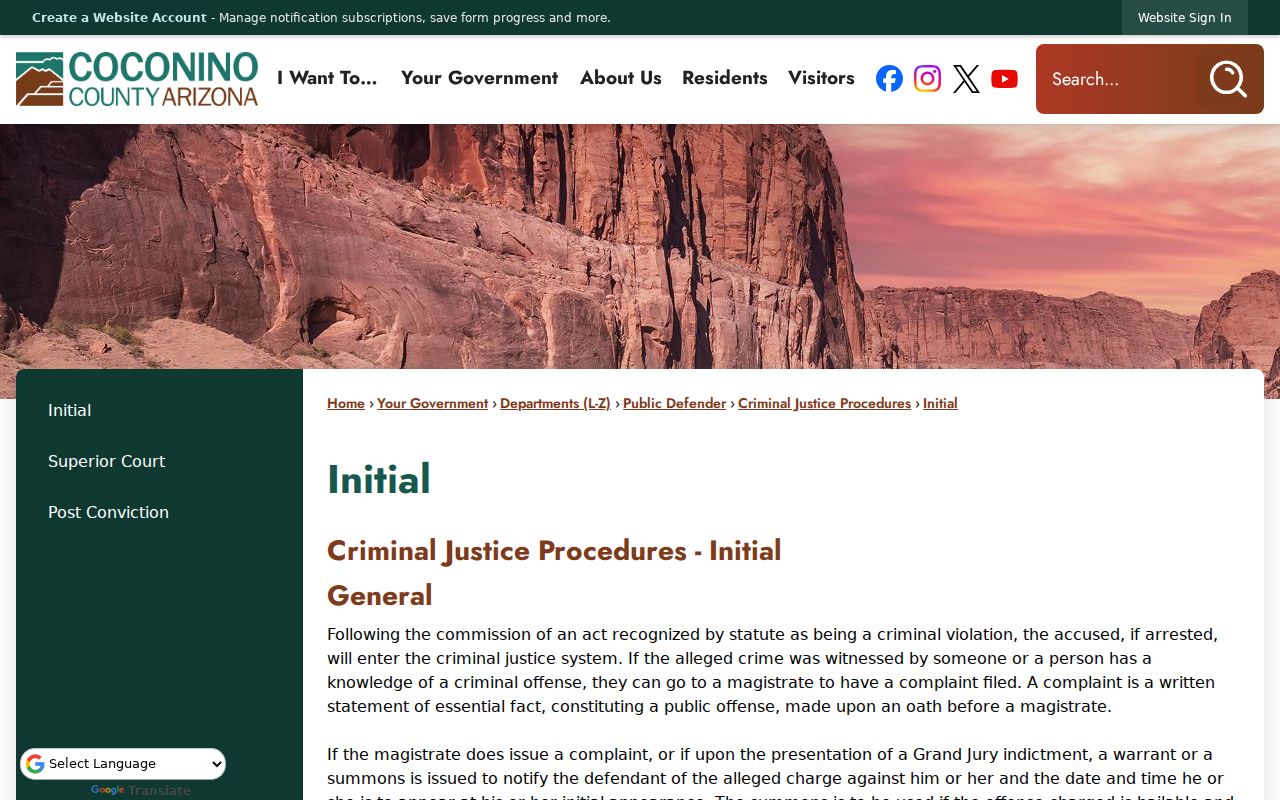 Coconino County traffic warrant summons and initial appearance process